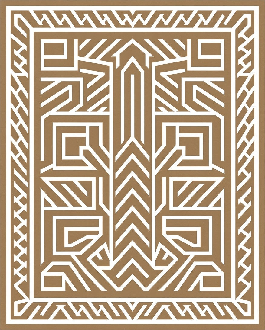 Bold Geometric Bronze Abstract Rug