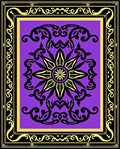 Vibrant Purple Black Golden Medallion Frame Rug