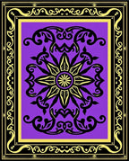 Vibrant Purple Black Golden Medallion Frame Rug