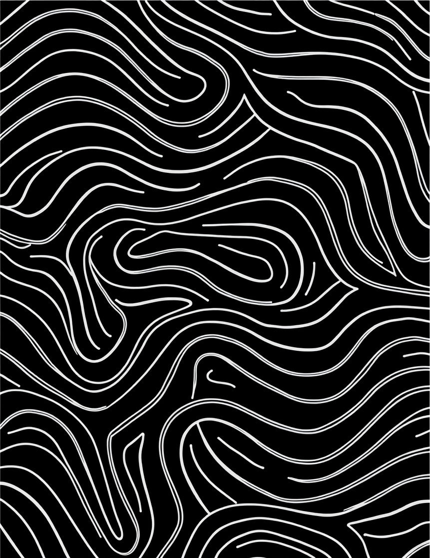 Monochromatic Black White Wavy Lines Rug
