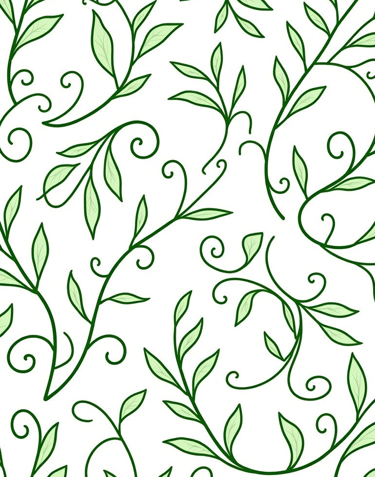 Green Leafy Vine Swirls Rug