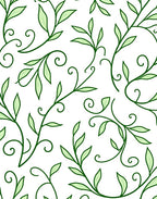 Green Leafy Vine Swirls Rug