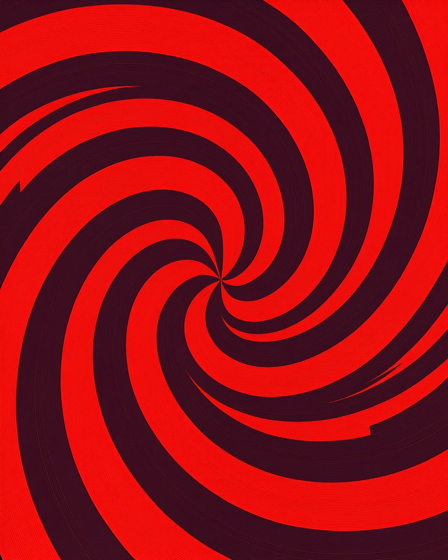 Vibrant Red Swirl Spiral Rug