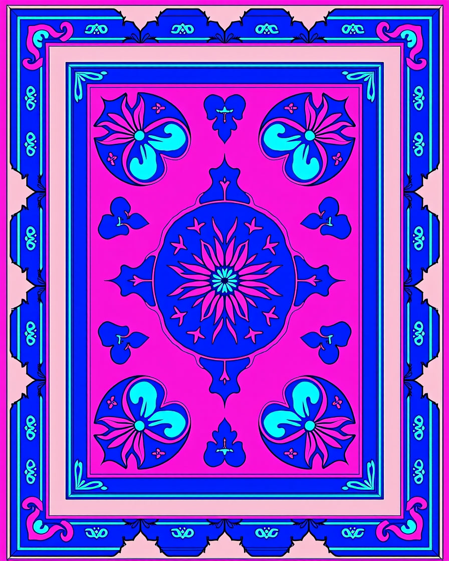 Vibrant Pink Floral Medallion Rug