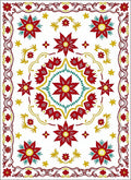 Crimson Red Floral Medallion Motif Rug