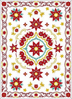 Crimson Red Floral Medallion Motif Rug