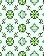 Vibrant Emerald Floral Tile Arrangement Rug