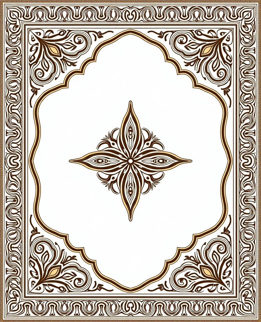 Brown and Gold Ornamental Arch Rug