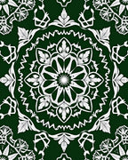Deep Emerald White Mandala Medallion Rug