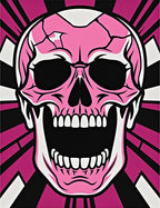 Pink Skull Burst Graphic Rug