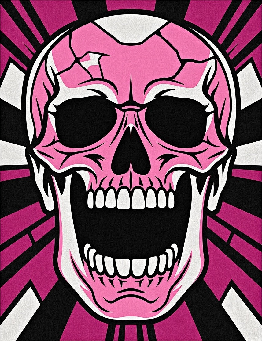 Pink Skull Burst Graphic Rug