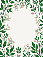 Green Leafy Vine Botanical Border Rug