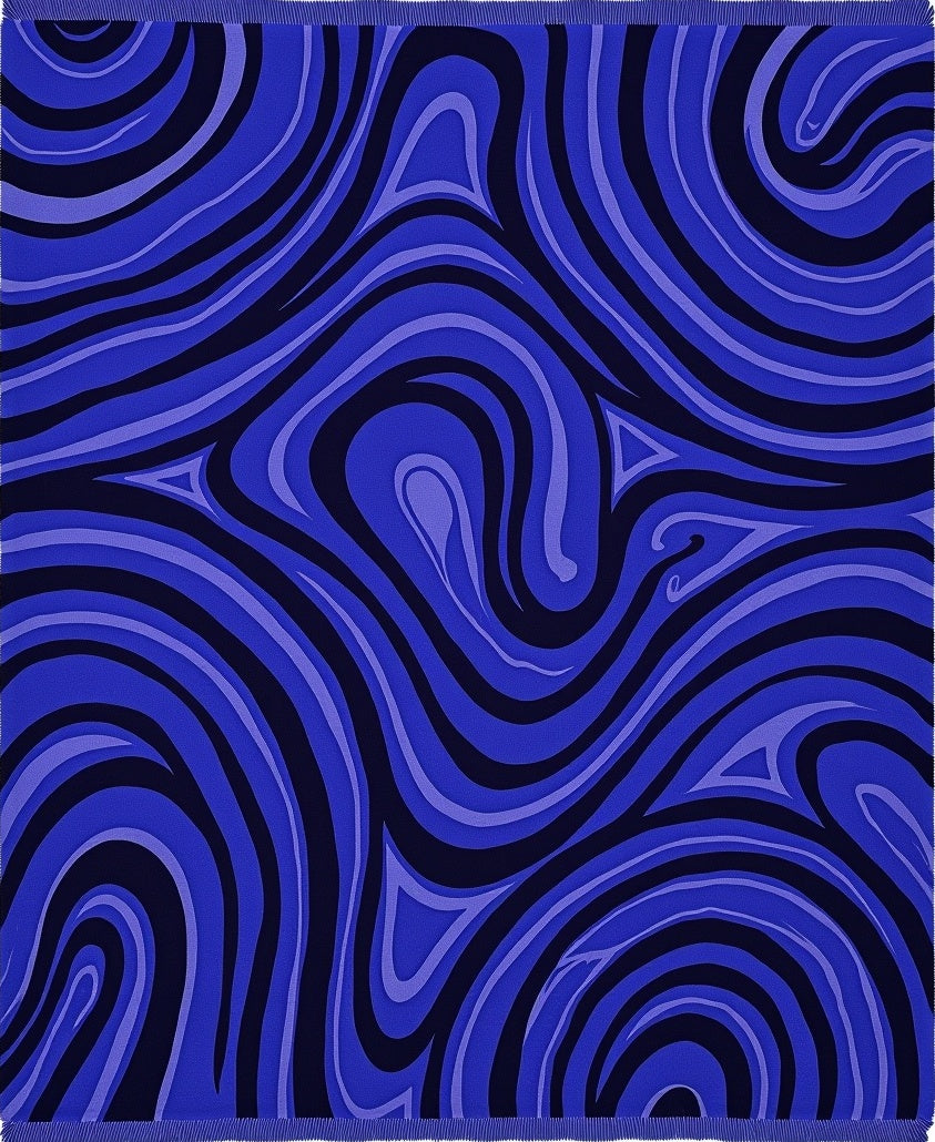 Vibrant Royal Blue Swirl Rug