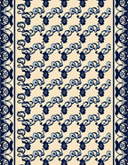 Ivory Blue Swirled Ribbon Border Rug