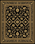 Black Golden Vine Floral Accent Rug