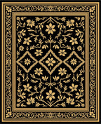 Black Golden Vine Floral Accent Rug