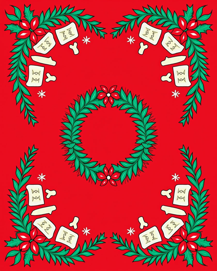 Crimson Leafy Wreath Bone Accents Rug