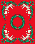 Crimson Leafy Wreath Bone Accents Rug