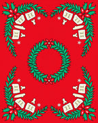 Crimson Leafy Wreath Bone Accents Rug