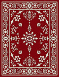 Crimson Ivory Paisley Floral Medallion Rug