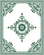 Dark Green Geometric Mandala Ornament Rug