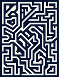 Deep Blue Maze Geometric Lines Rug