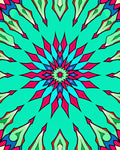 Radiant Teal Flower Mandala Rug