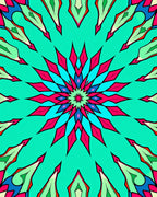 Radiant Teal Flower Mandala Rug