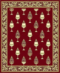 Crimson Gold Ornate Goblet Border Rug
