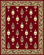 Crimson Gold Ornate Goblet Border Rug