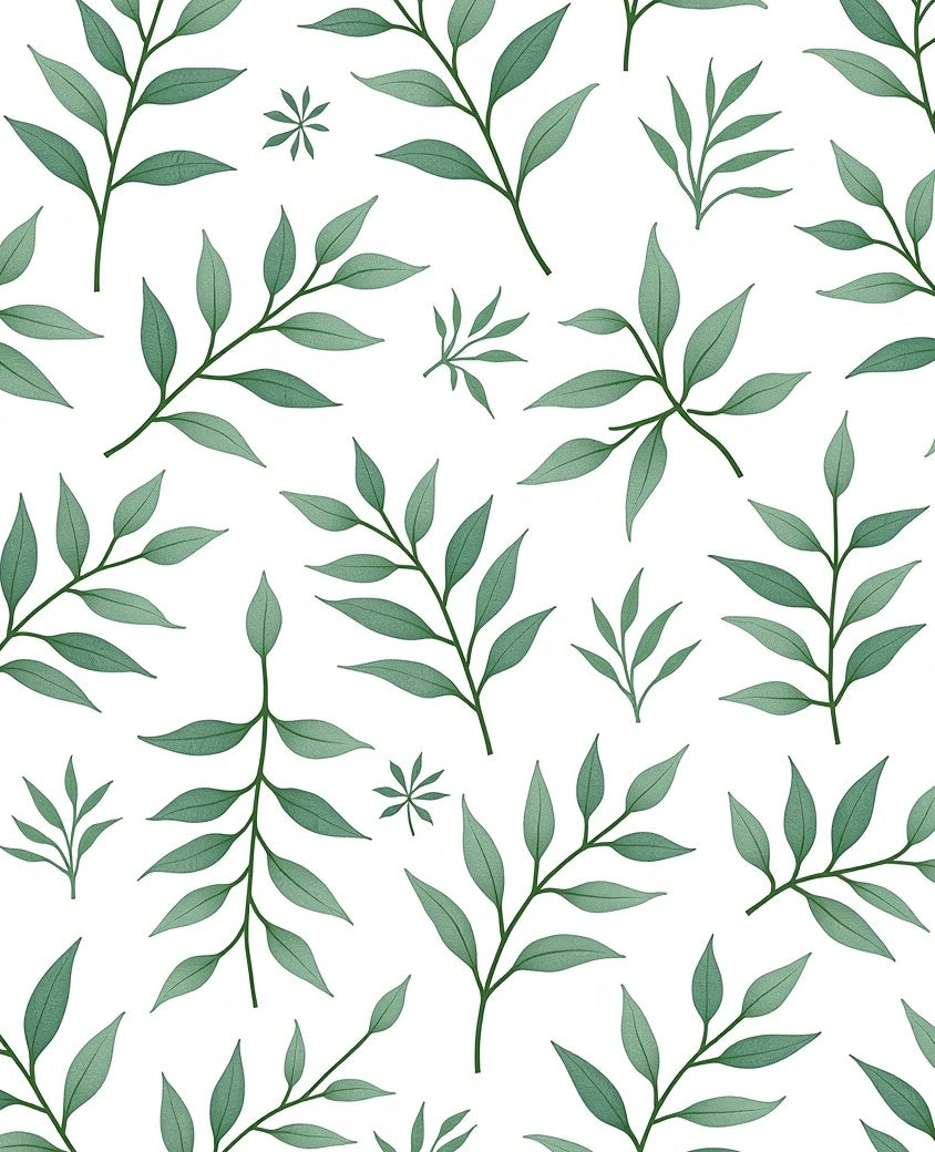 Earthy Green Leafy Branches Rug