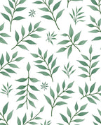 Earthy Green Leafy Branches Rug