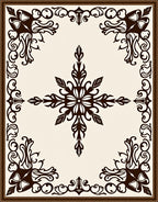 Dark Brown Classic Scrollwork Square Rug