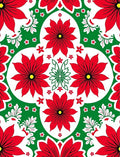 Vibrant Red Floral Medallion With Green Rug