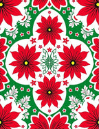 Vibrant Red Floral Medallion With Green Rug