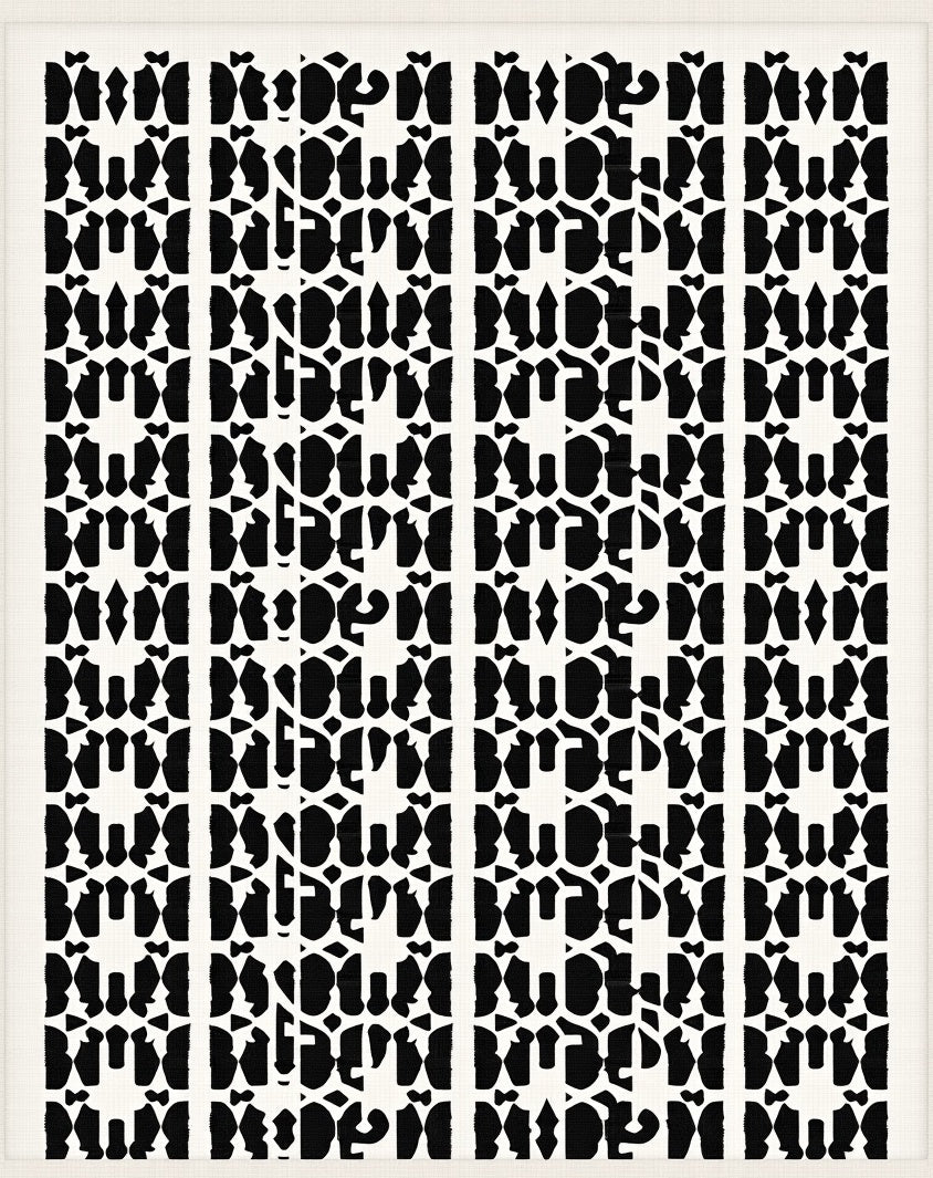 Black and White Geometric Lattice Rug