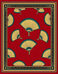Red Fan Motif Border Rug