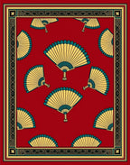 Red Fan Motif Border Rug
