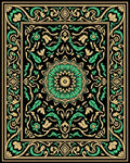 Elaborate Floral Mandala Black Emerald Rug