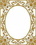 Ornate Golden Scroll Oval Frame Rug