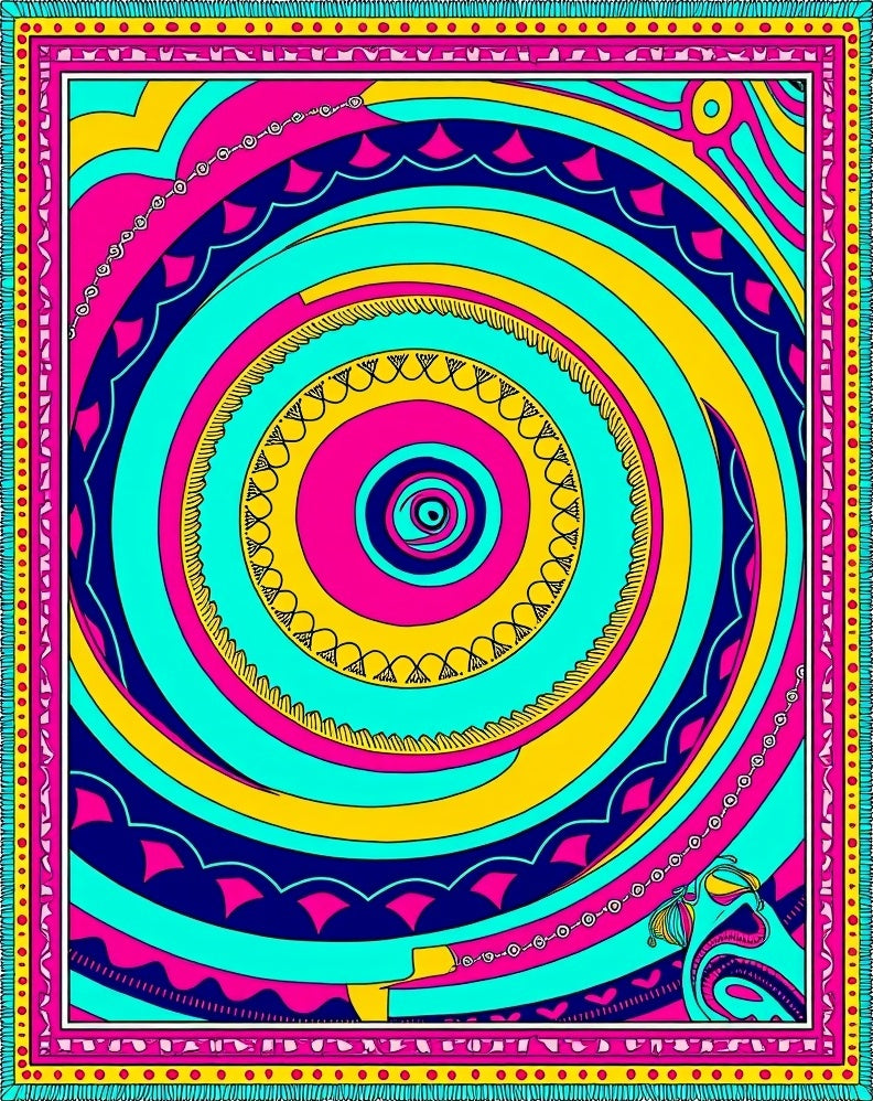 Vibrant Swirls Geometric Art Rug