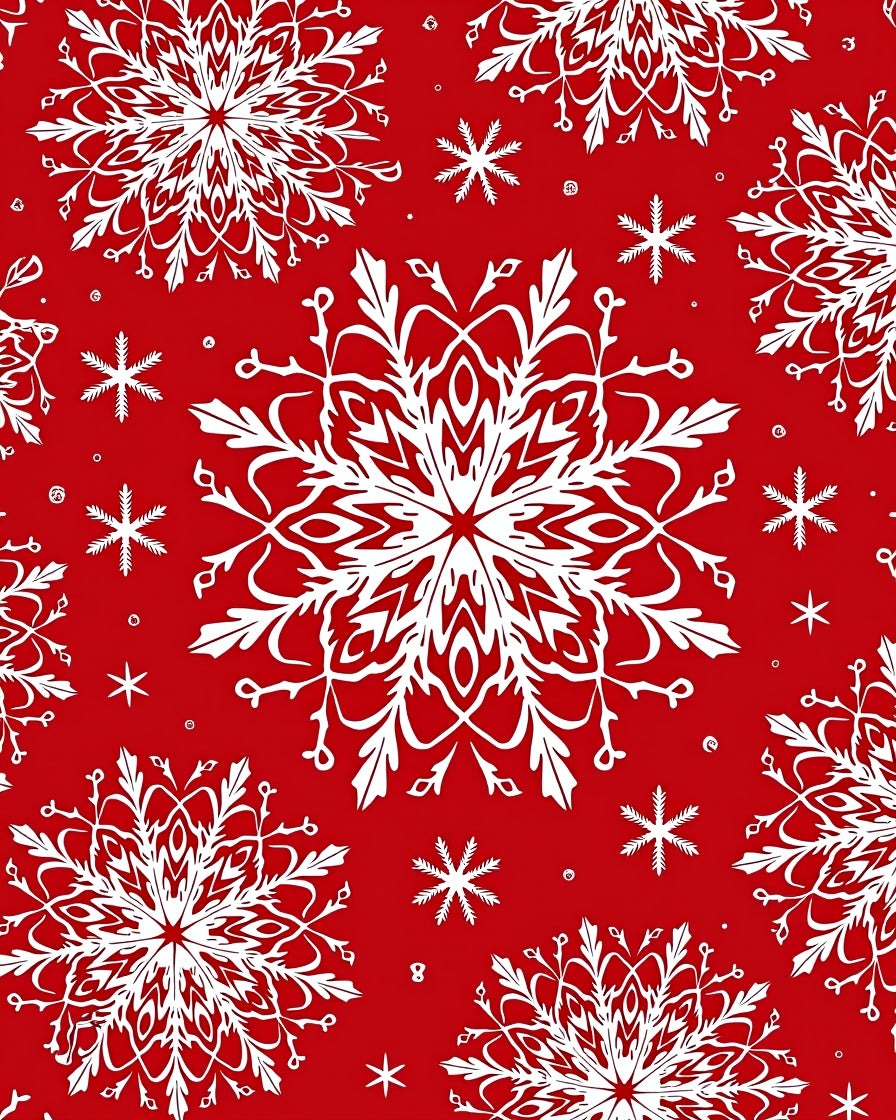Red White Snowflake Medallion Medley Rug