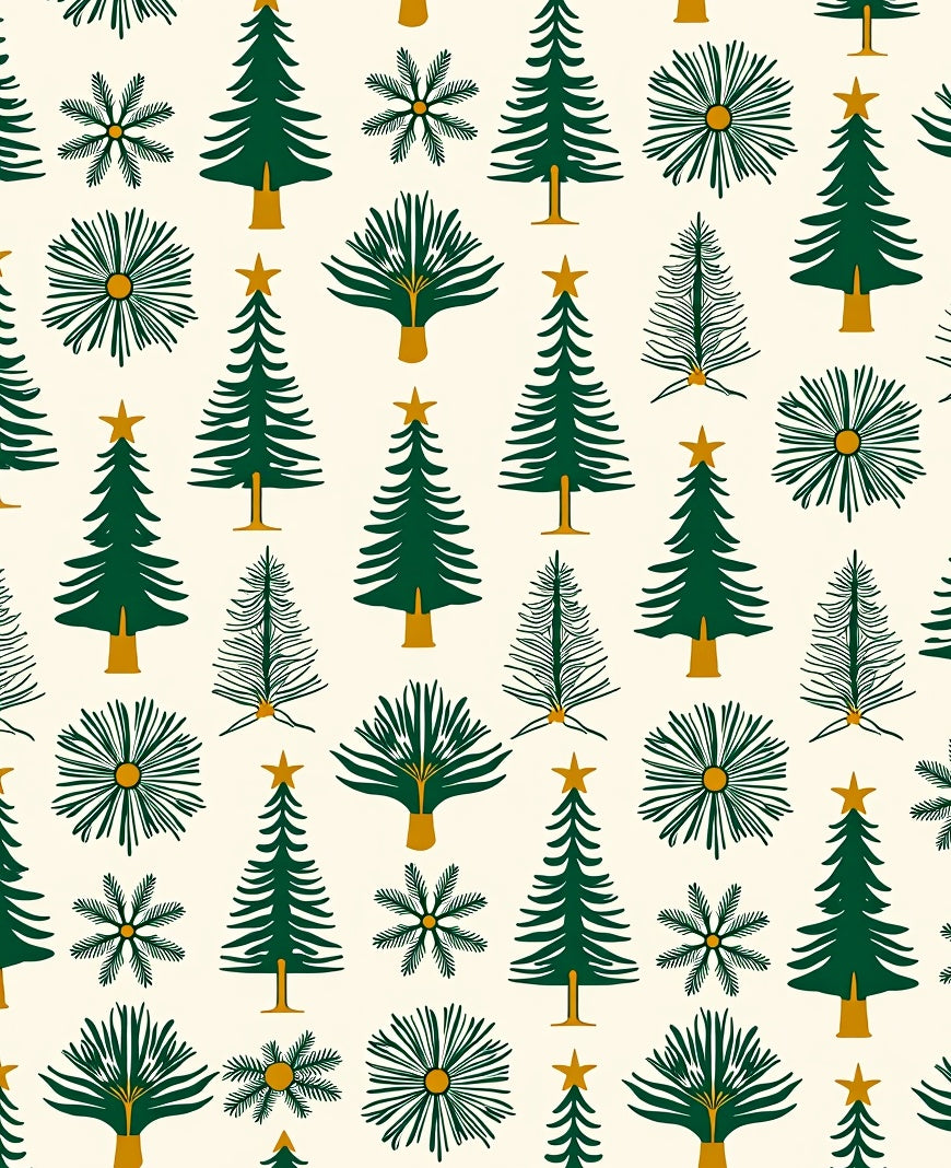 Forest Green Christmas Trees Stars Rug