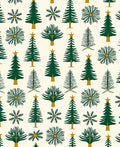 Forest Green Christmas Trees Stars Rug