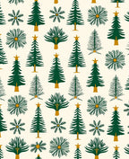 Forest Green Christmas Trees Stars Rug