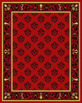 Crimson Red Black Gold Damask Border Rug