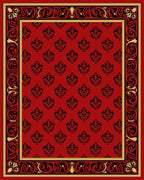 Crimson Red Black Gold Damask Border Rug