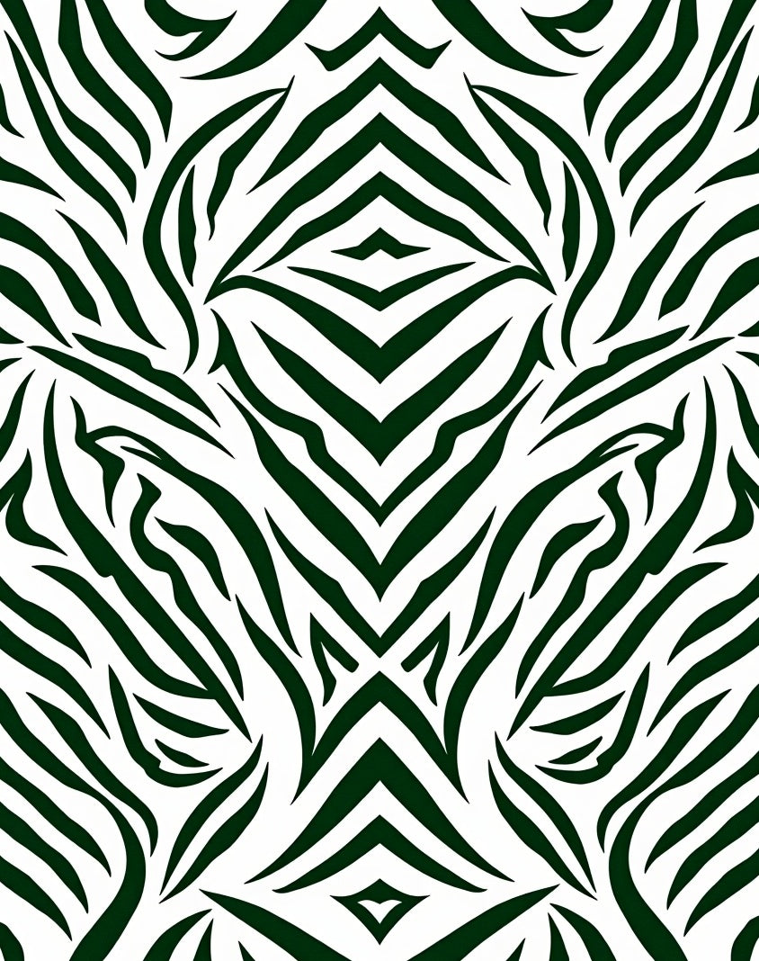 Dark Emerald Abstract Zebra Stripes Rug