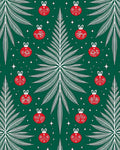 Green Christmas Tree Red Ornaments Rug