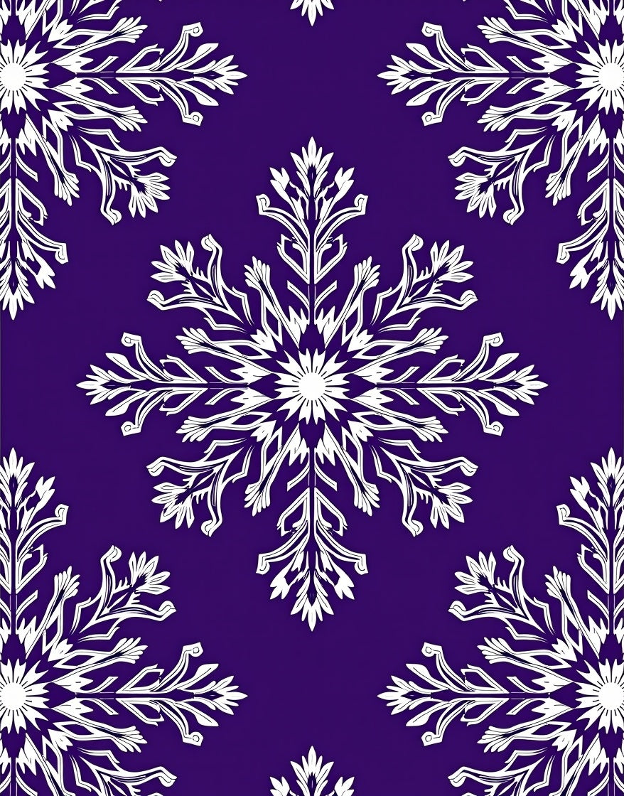 Deep Purple White Snowflake Arrangement Rug